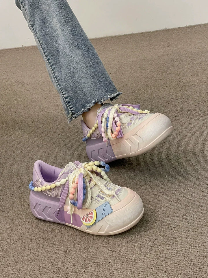 Kawaii Pink Blue Purple Shoes Pastel Platform Sneakers 31750:372484 31750:372484