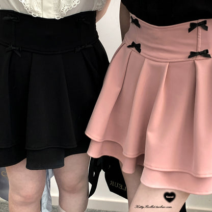Jirai Kei Skirt Double Layer Puff Skirt with Bow 36770:534722