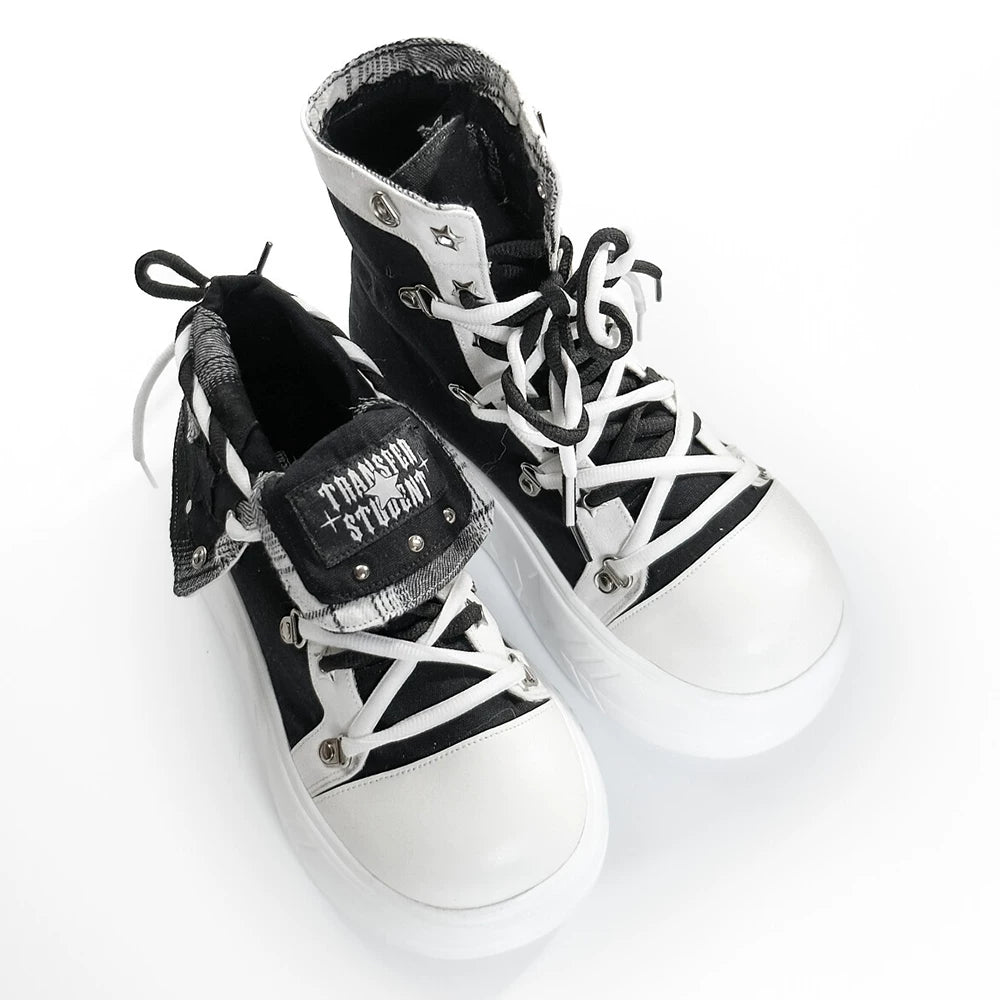 Subculture Platform Canvas Shoes, Foldable Collar (35 36 37 38 39 40 41) 45354:845082