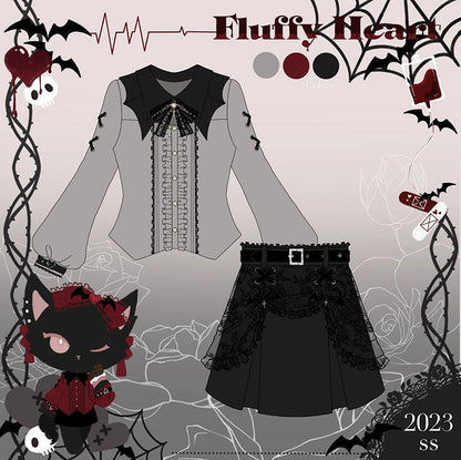 Jirai Kei Black Purple Skirt With Double Layer 21940:350842