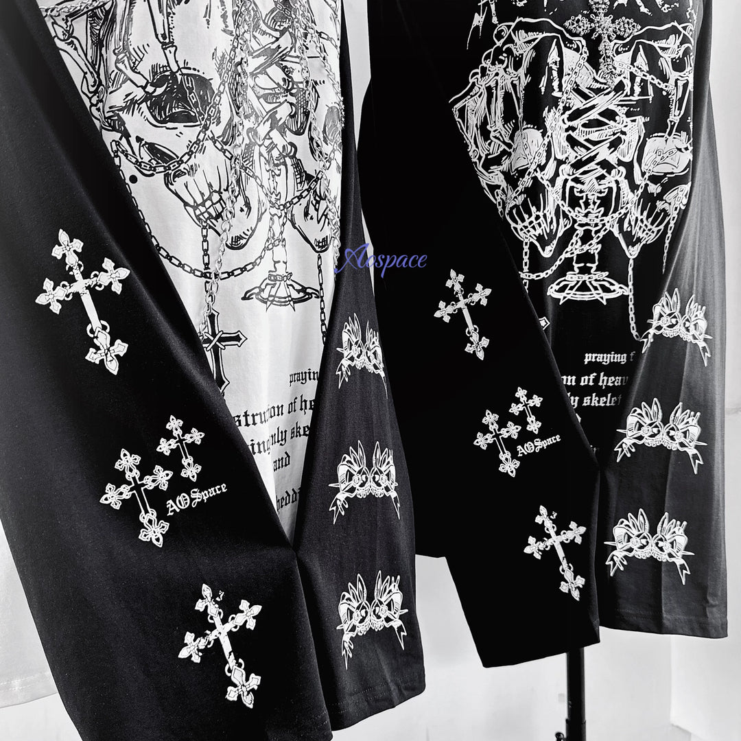 Sub-Culture Long-Sleeved T-Shirt, Detachable Front Chains 44767:826032