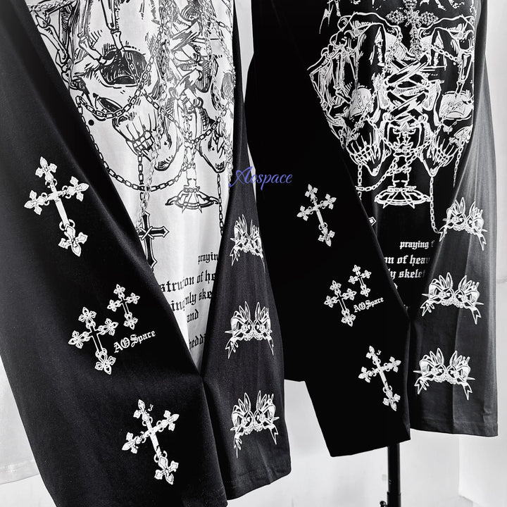 Sub-Culture Long-Sleeved T-Shirt, Detachable Front Chains 44767:826032