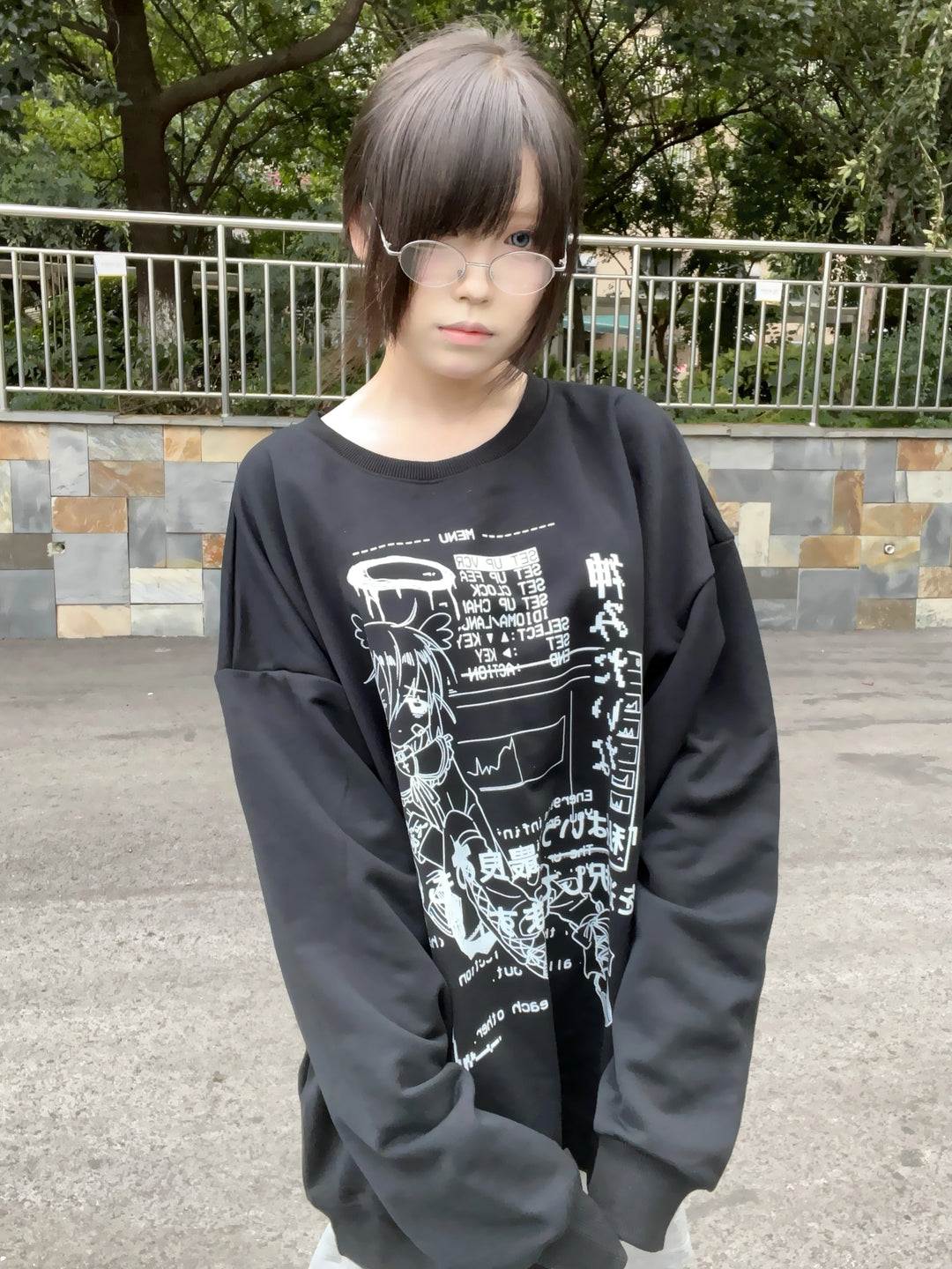 Jirai Kei Sweatshirt Cyber Punk Anime Print Shirt 39744:635358