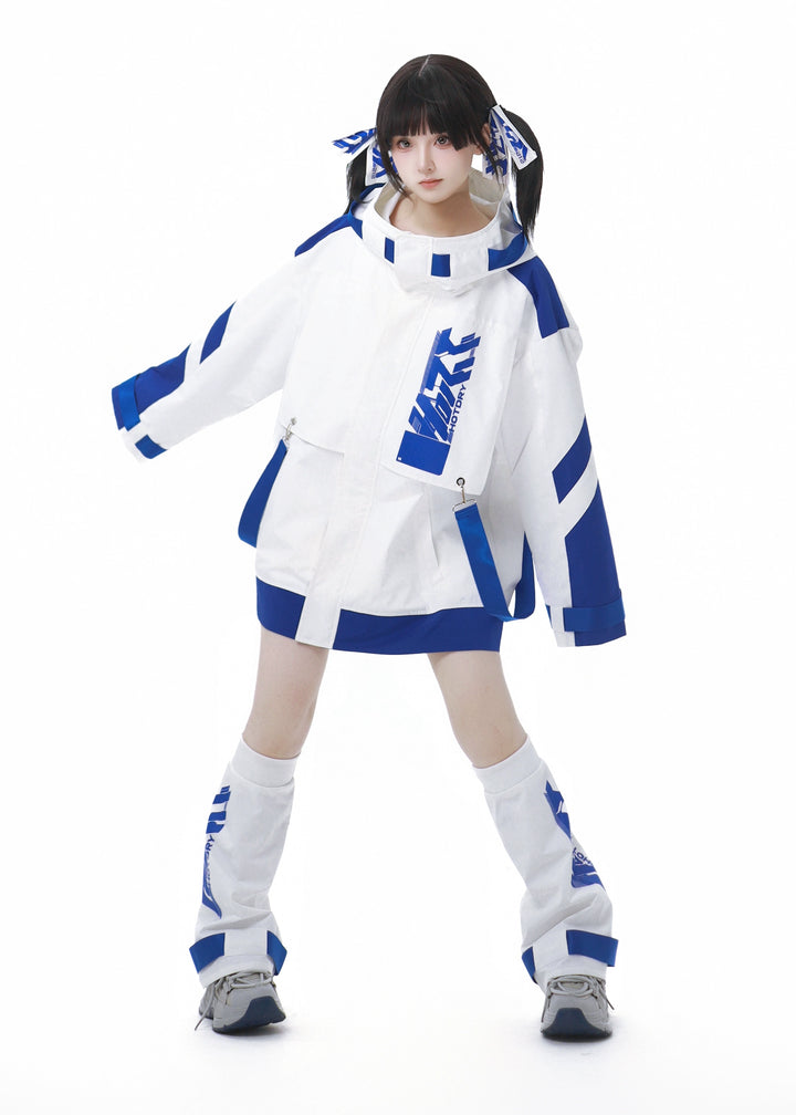 Jirai Kei Outfits Tenshi Kaiwai Hooded Jacket Shorts Set 40084:654418