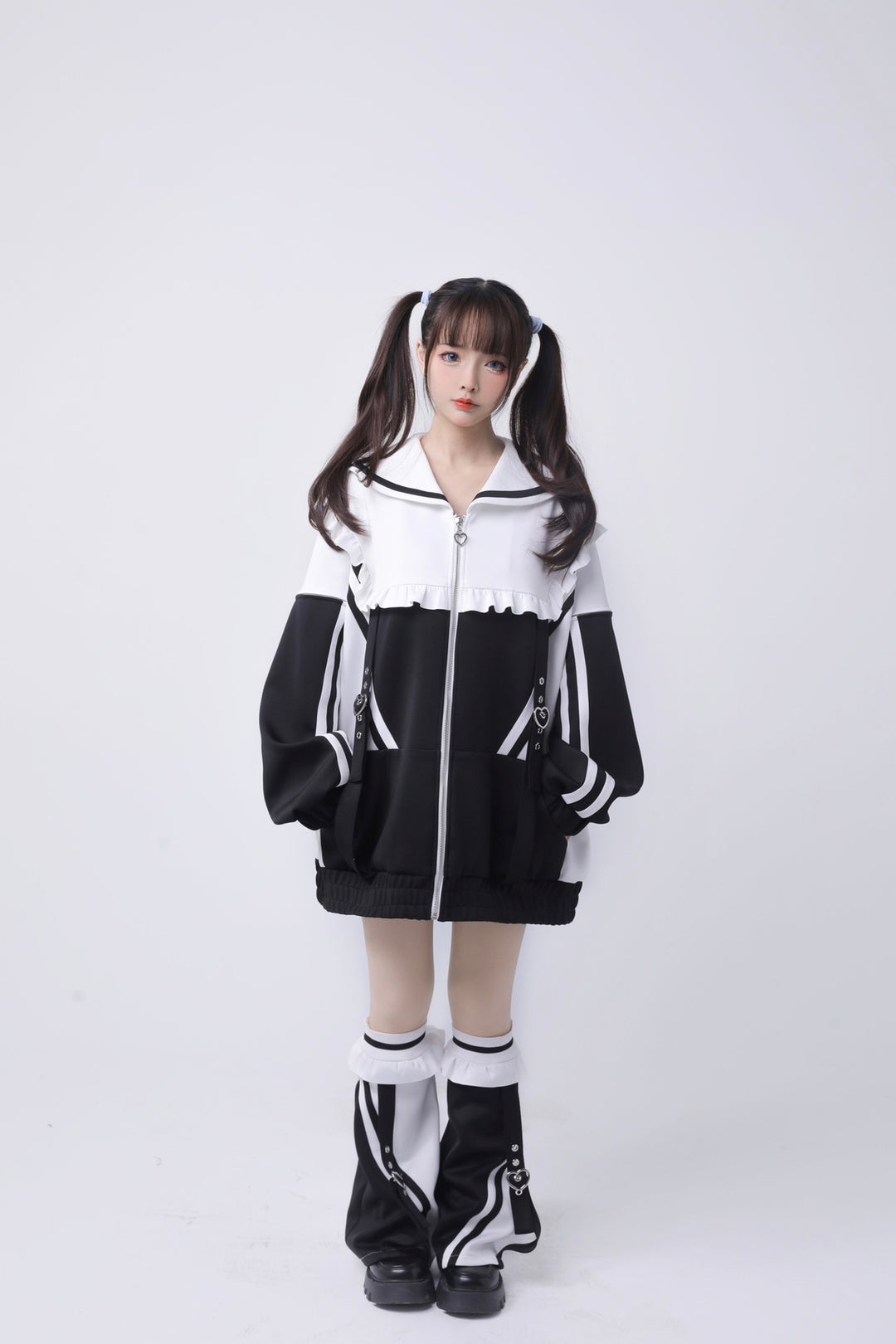 Tenshi Kaiwai Hoodie Sailor Collar Sweatshirt Leg Warmer 34896:481084