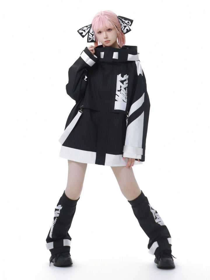 Jirai Kei Outfits Tenshi Kaiwai Hooded Jacket Shorts Set (L M XL) 40084:654410