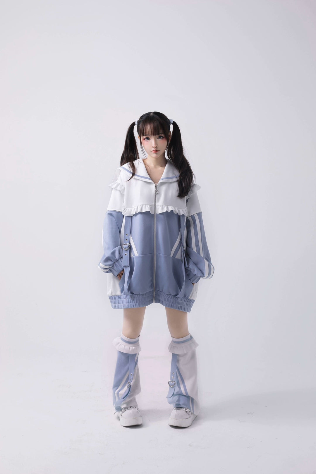 Jirai Kei Hoodie Sailor Collar Oversized Sweatshirt Leg Warmer 34896:481086 34896:481086