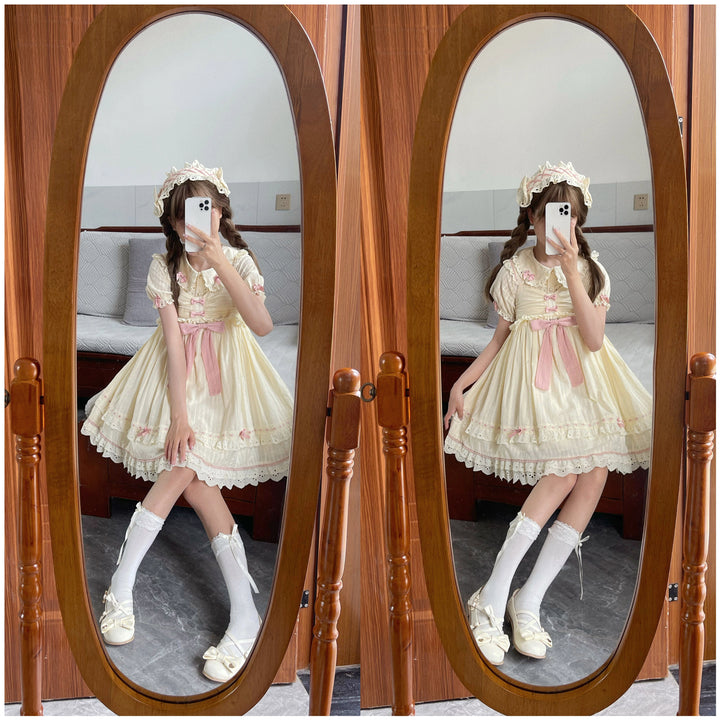 Sweet Lolita Dress Doll Lolita Dress Peter Pan Collar Cotton Dress 37290:555888 37290:555888