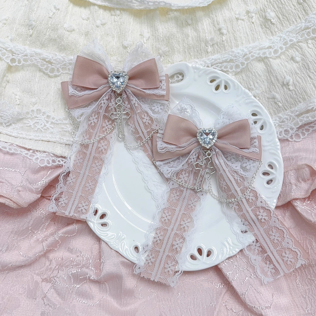 Ryousangata Lace Bow Hair Clip, Cross Pendant 45526:852305