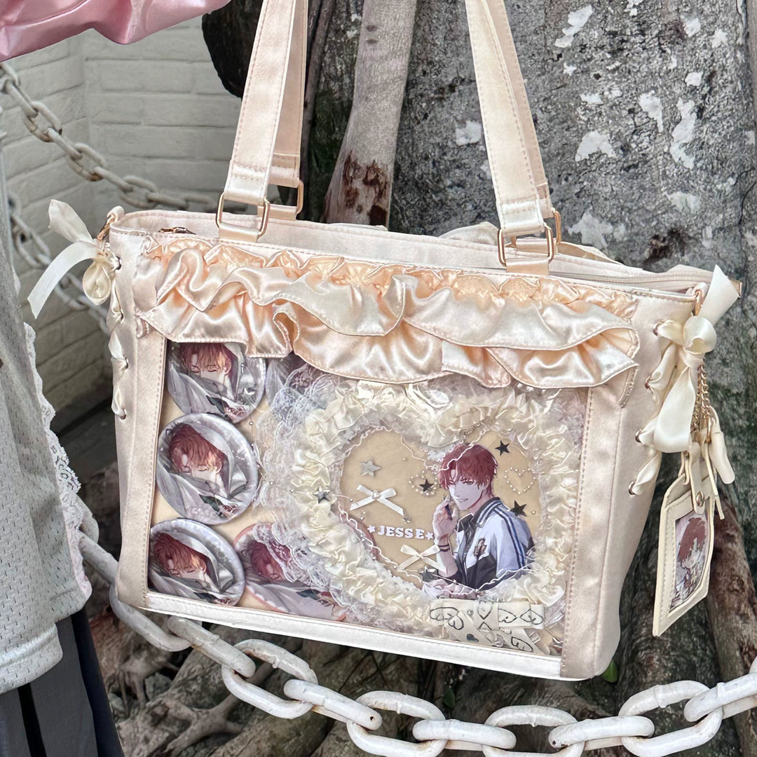 Large Capacity Satin Lolita Itabag Handle/Crossbody Strap (Yellow) 43100:765734