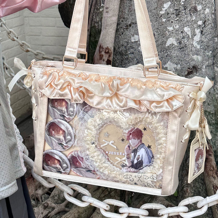 Large Capacity Satin Lolita Itabag Handle/Crossbody Strap (Yellow) 43100:765734