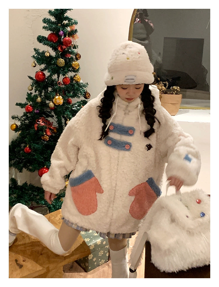 Kawaii Winter Coat Thickened Print Reversible Hooded Coat 39796:640926