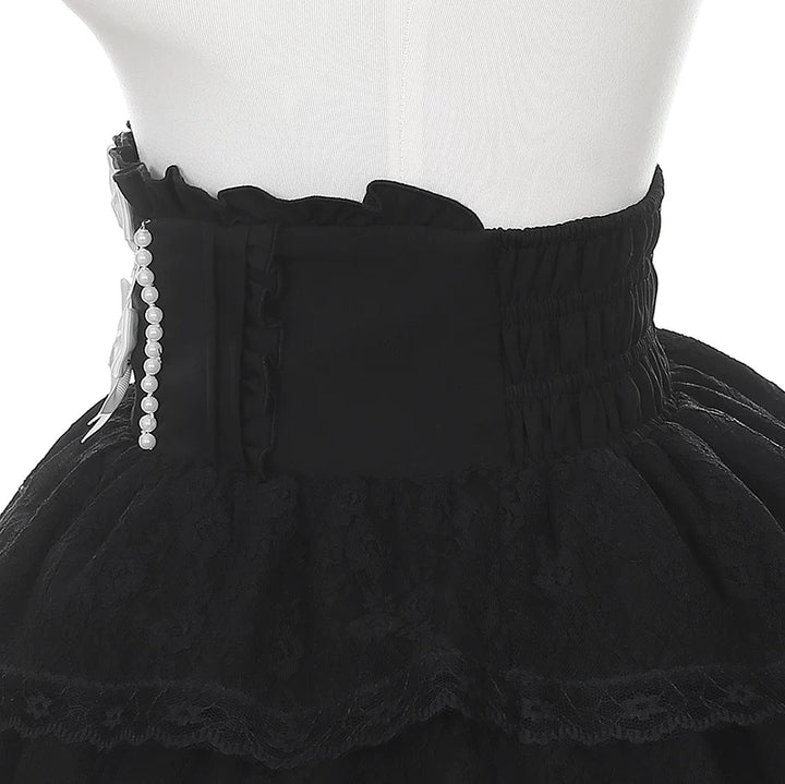 Jirai Kei Off Shoulder Blouse, Lace Layered Skirt 45576:856336