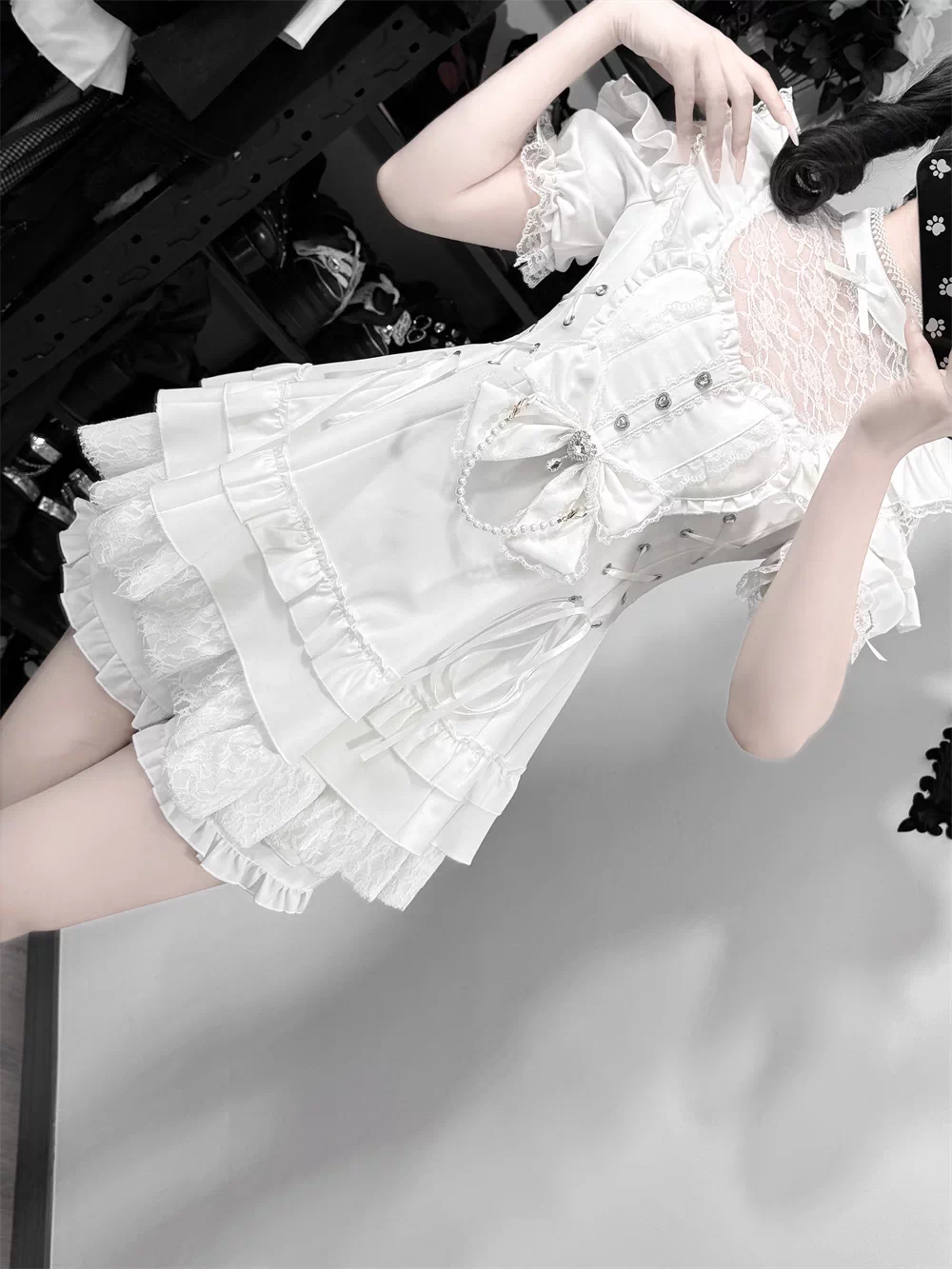 Ryousangata Dress and Shorts Set, Heart & Lace 45812:862907
