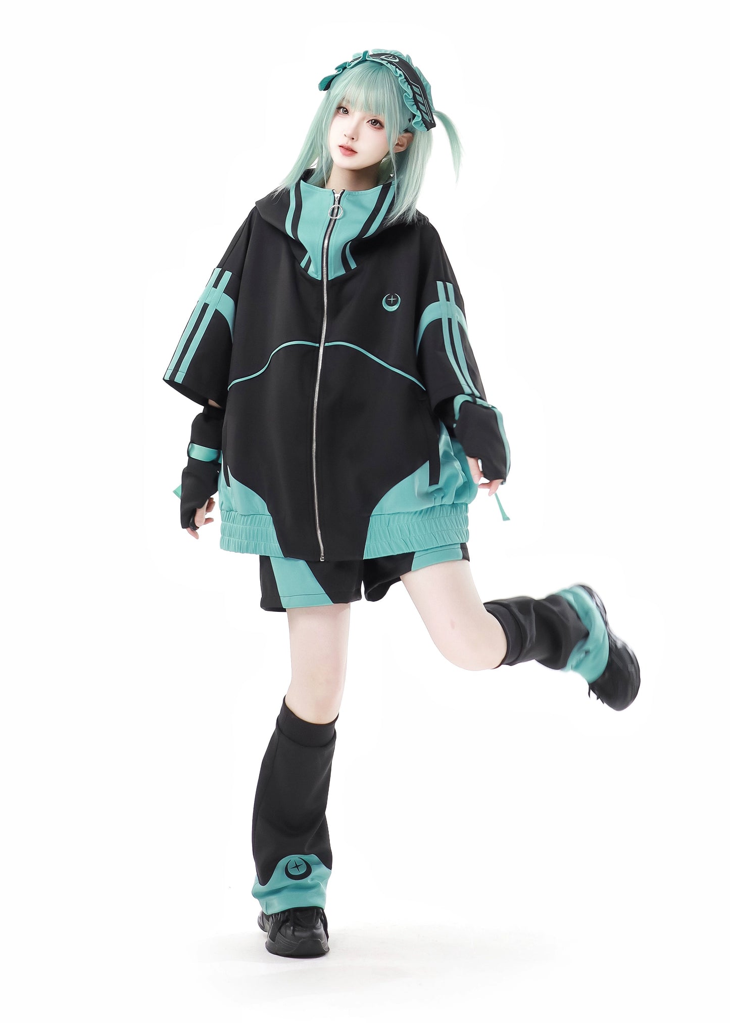 Jirai Kei Outfit Set Short Sleeve Sports Clothing Set 36794:546140