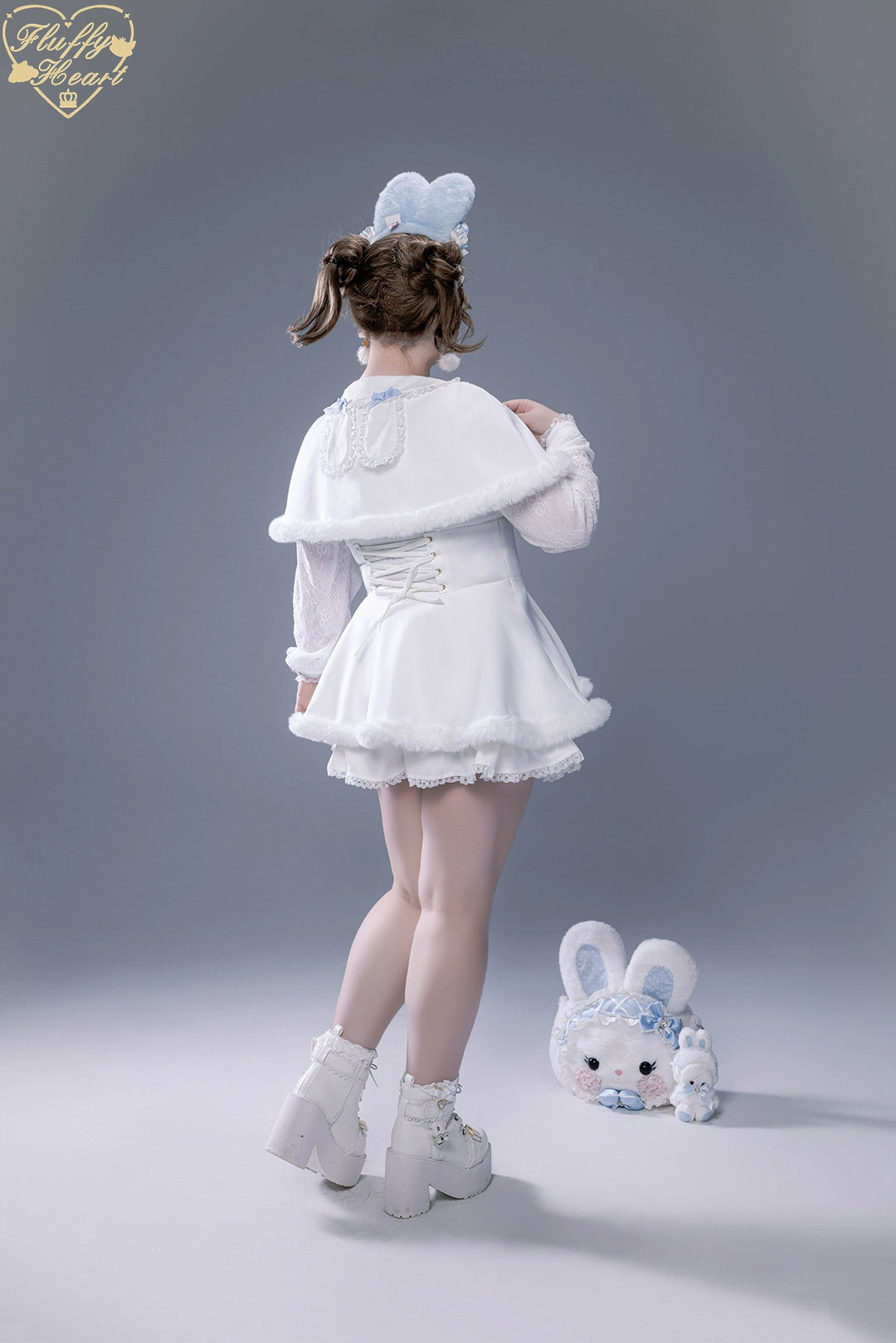 IP Collab Jirai Kei Dress Set, Detachable Fluffy Cape 44146:798052