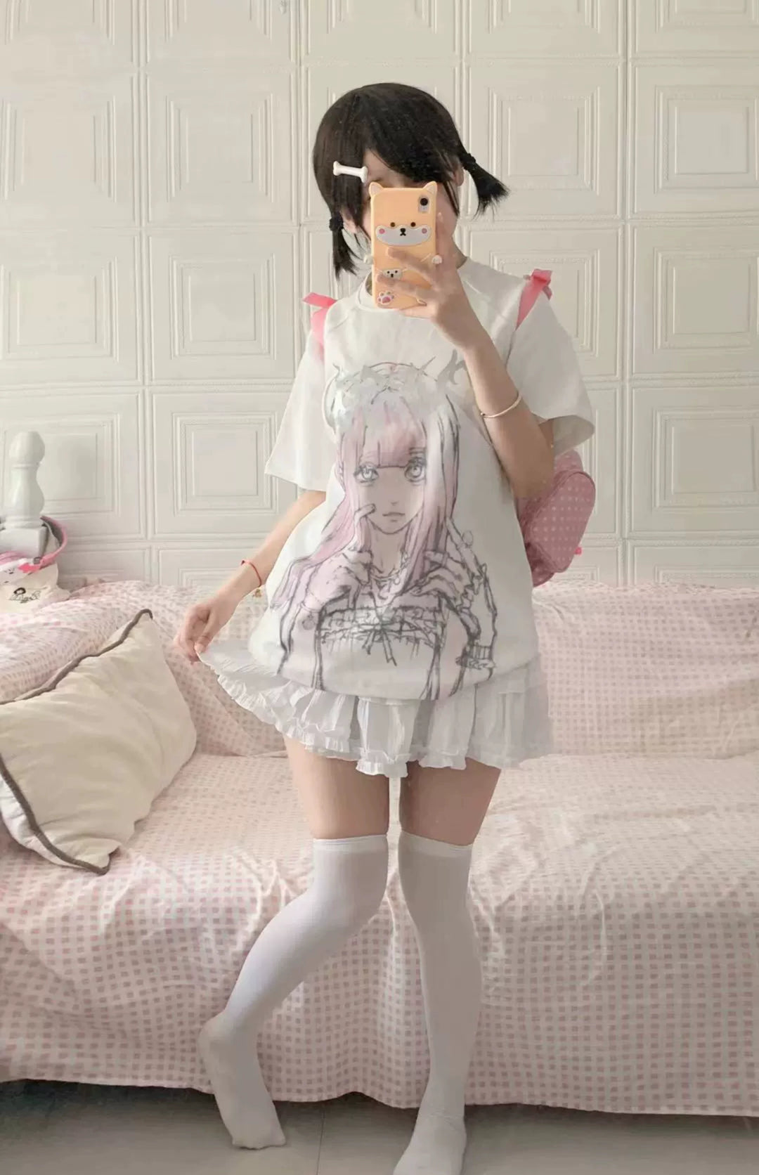 Jirai Kei Short Sleeve T-shirt Anime Print Top 37576:575306