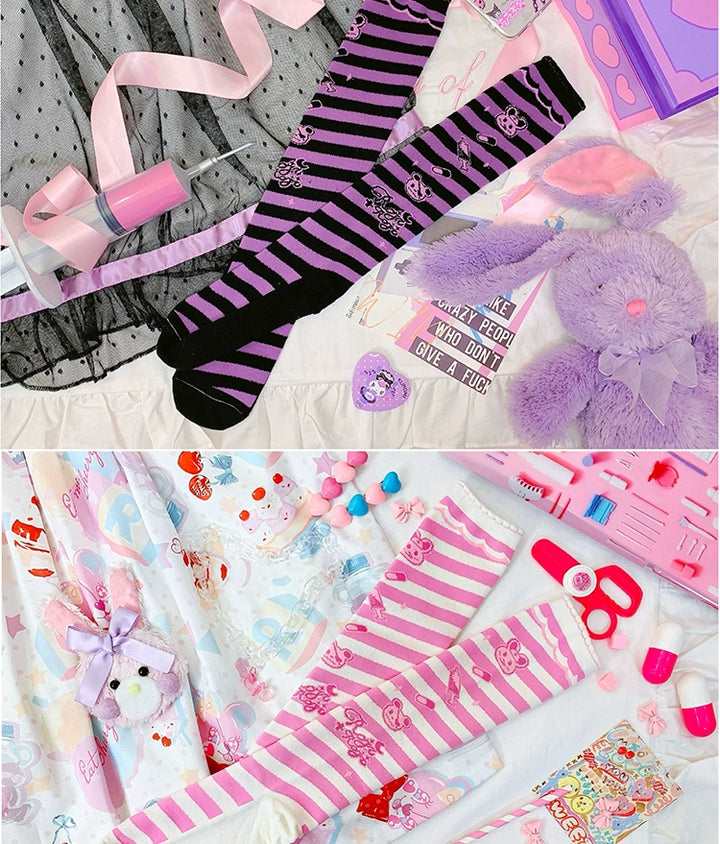 Lolita Striped Knee Socks Japanese Style Woman Socks 31748:367326 31748:367326