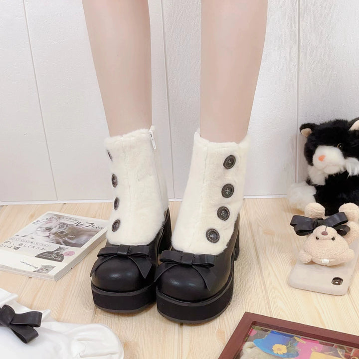 Lolita Boots Sock Mary Jane Shoes Low Heel Shoes Black Brown 32654:408060 32654:408060