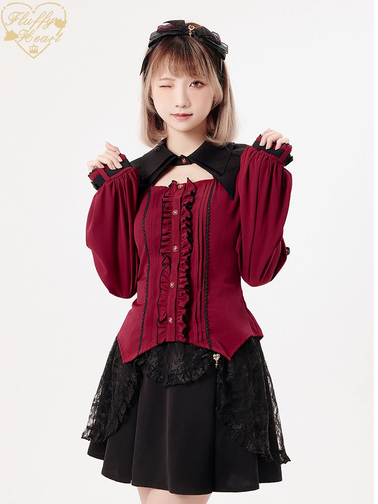 Jirai Kei Black Purple Skirt With Double Layer 21940:350820