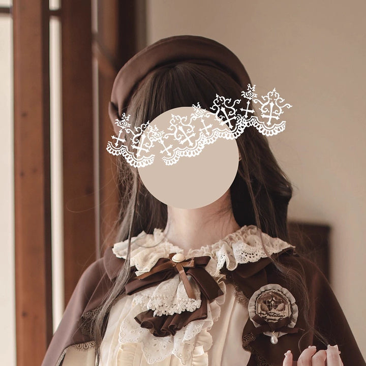 Elegant Lolita Brown and Beige OP Dress Set (L M S) 44124:797955