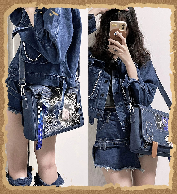 Kawaii Itabag Denim Crossbody Bag Large Capacity Handbag 37050:551700 37050:551700