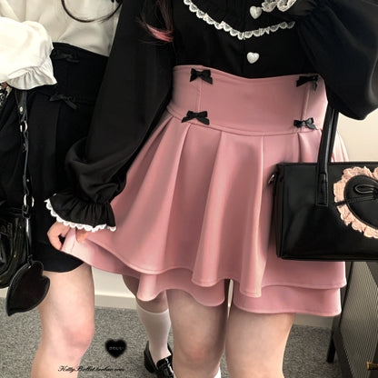 Jirai Kei Skirt Double Layer Puff Skirt with Bow 36770:534700