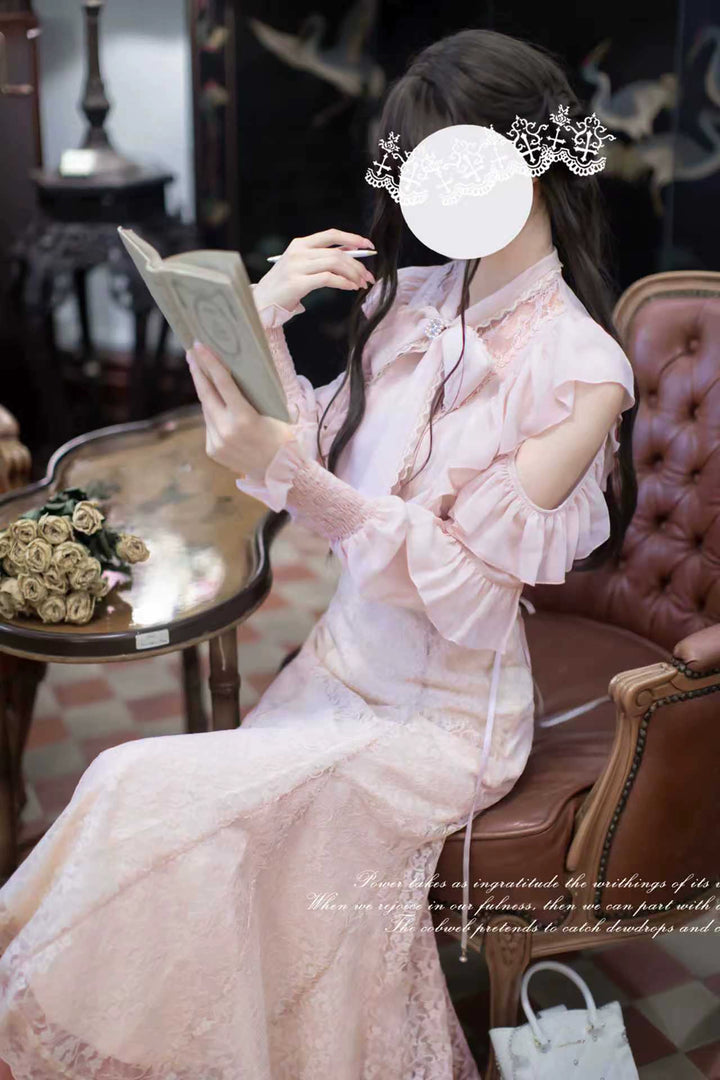 Seiso Kei Chiffon Blouse, Mermaid Skirt 44030:793804