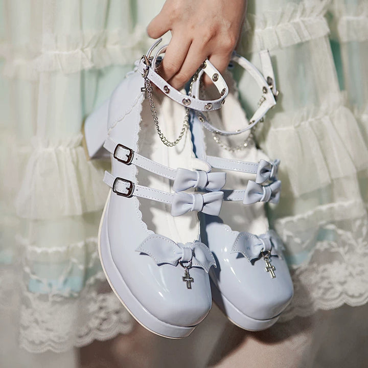 Halloween Gothic Lolita Heeled Shoes, Cross Pendant (34 35 36 37 38 39 40) 45653:857494