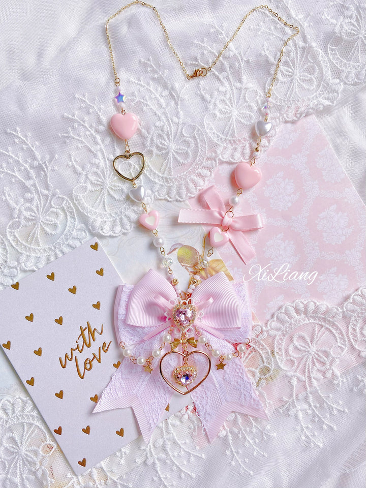 Lolita Necklace Long Sweater Chain Sweet Bow Necklace 38776:607748