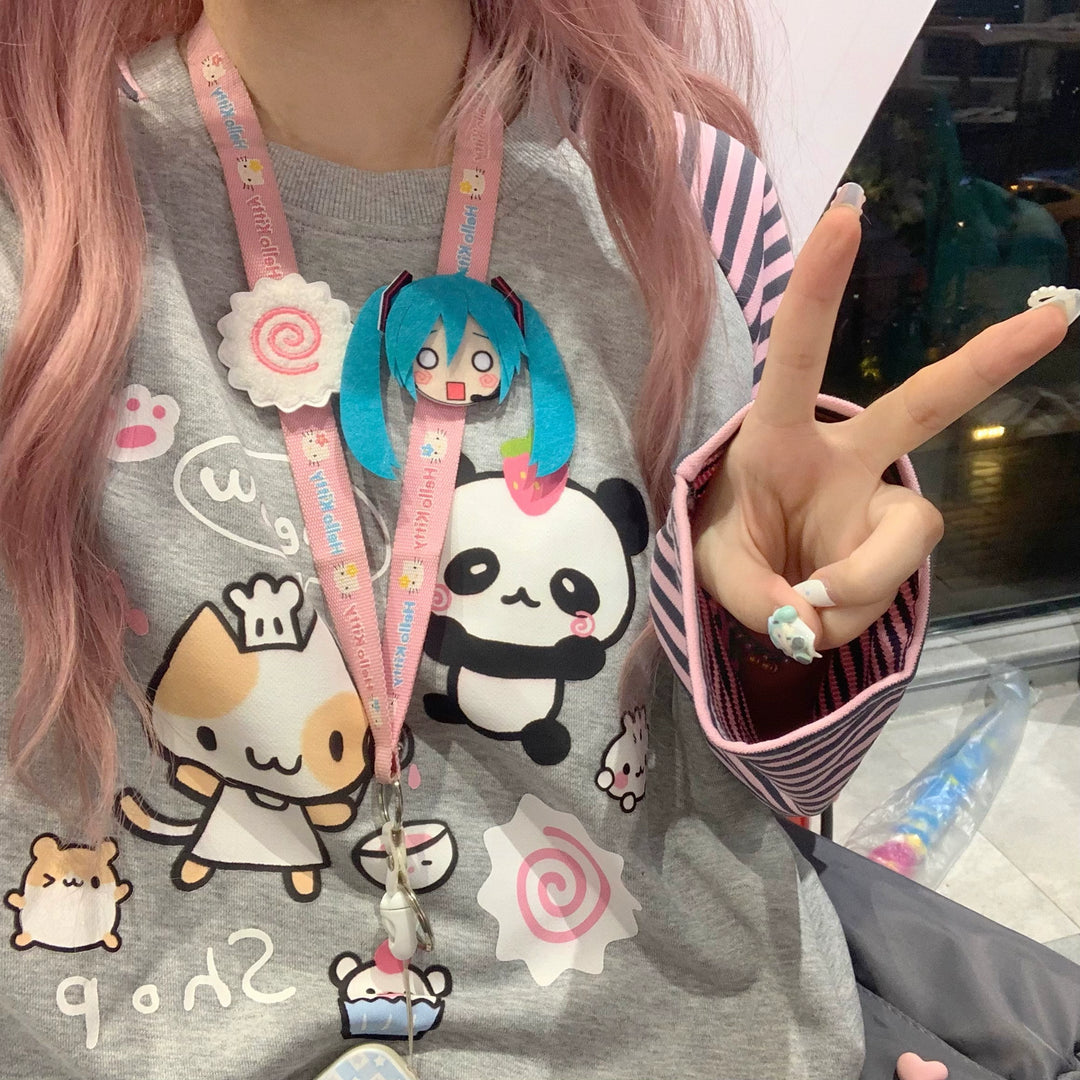 Kawaii Shirt Raglan Sleeve Striped Sweatshirt Subculture Top 39712:639130