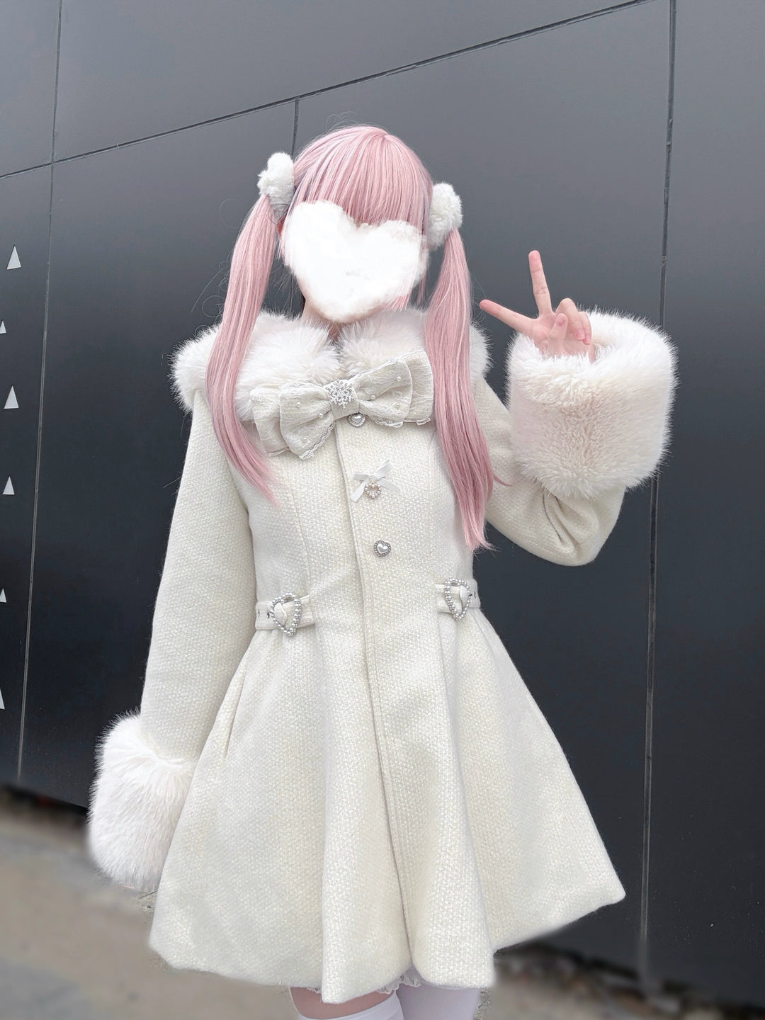 Ryousangata Winter Coat, Detachable Faux Fur Trim 43939:792435