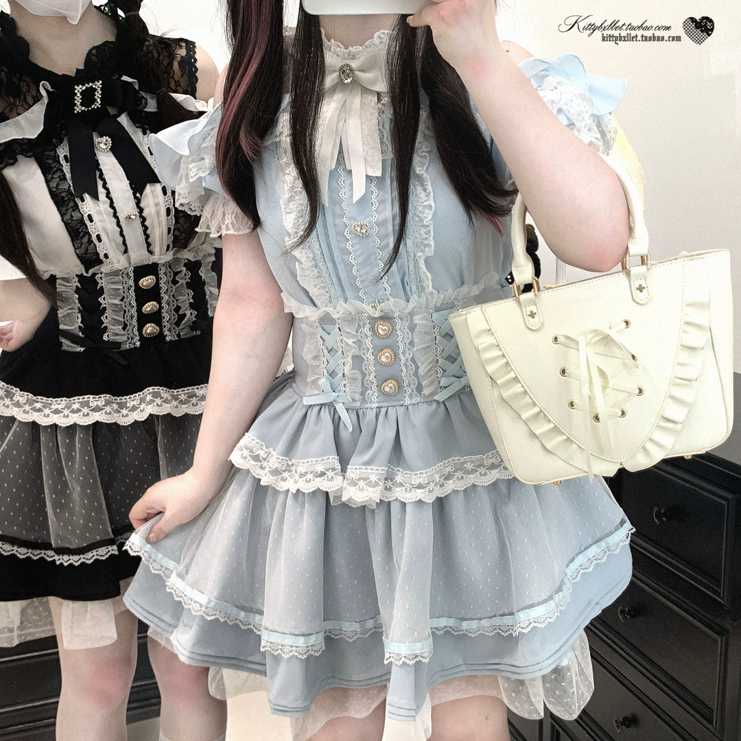 High-waist Rousangata Skirt, Sheer Dot Veil Hem 43693:783065