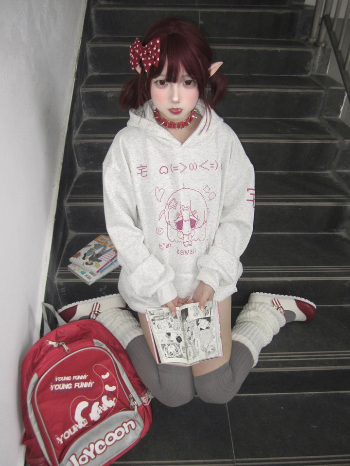 Kawaii Aesthetic Hoodie Anime Pattern Sweatershirt Oversized 33994:481894 33994:481894