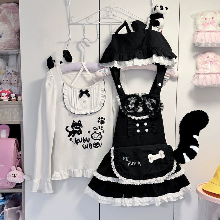 Subculture JSK Set White Top Black Dress Salopette 41138:696868