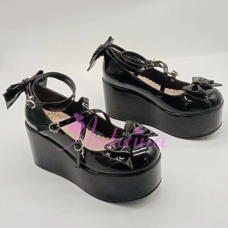 Kawaii Fashion Bow Tie Platform Shoes 7Colors 22804:331018 22804:331018