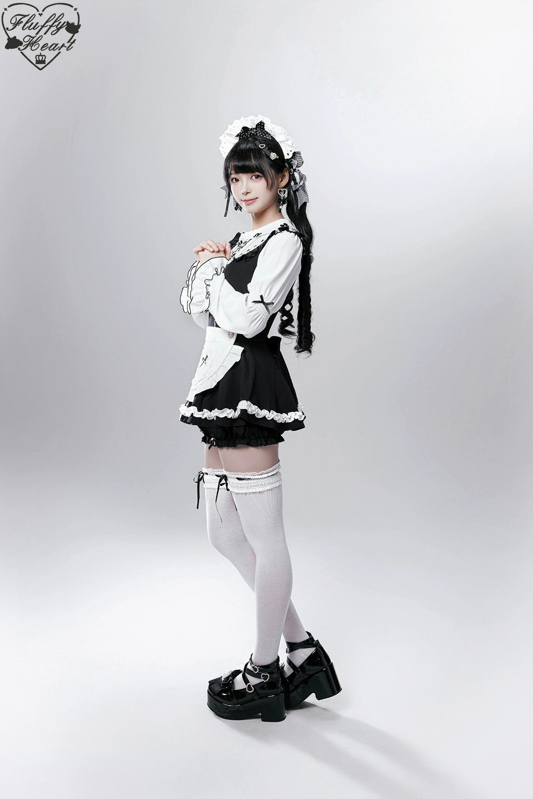 【Fluffy Heart】橱窗人偶日系女仆感可拆卸围裙萌系套装 现货 44119:796761