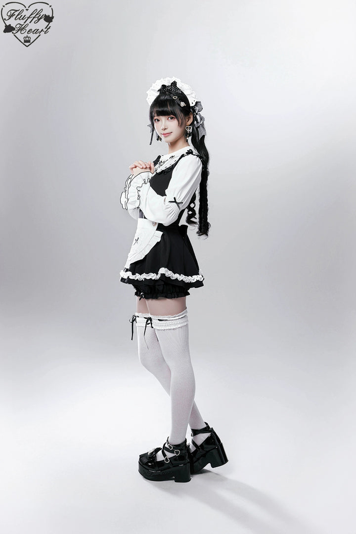 【Fluffy Heart】橱窗人偶日系女仆感可拆卸围裙萌系套装 现货 44119:796761