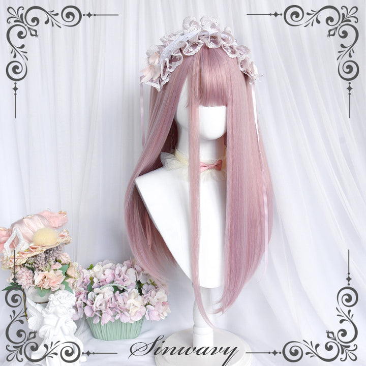 Kawaii Straight Wig with Blunt Bangs Pink Gold Brown (Pink) 21880:315330