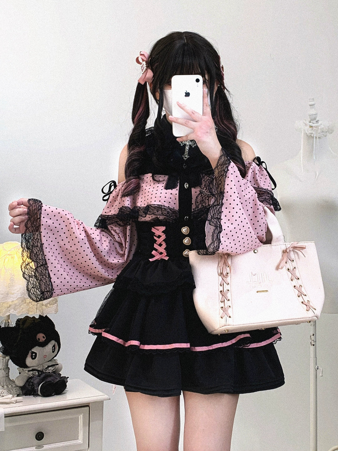 Ryousangata High-waist Skirt, Tiered Hem 44003:792817