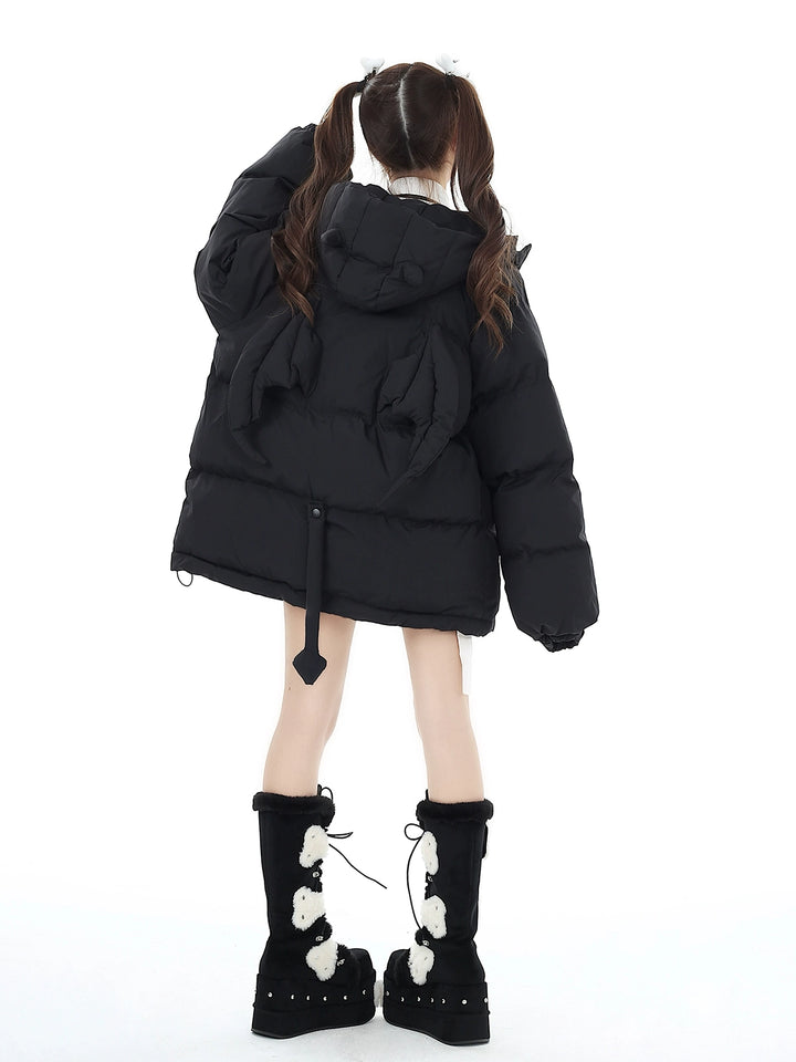 Yami Kawaii Coat Plu Size Cotton Coat Winter Black Jacket 39554:637042