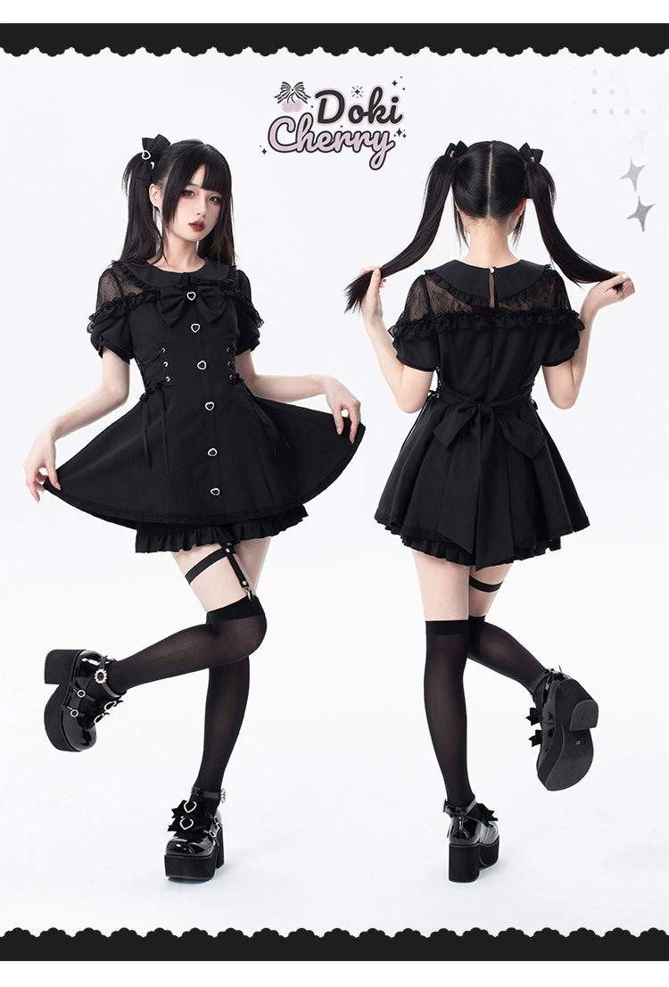 Jirai Kei Dress And Shorts Lace-up Short Sleeve Outfit 37750:565392