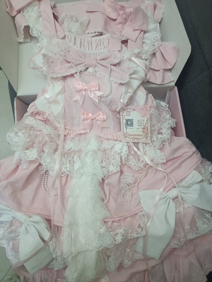 Sweet Lolita Pink JSK Doll-like Dress Princess Sleeve Blouse BNT 41170:697790