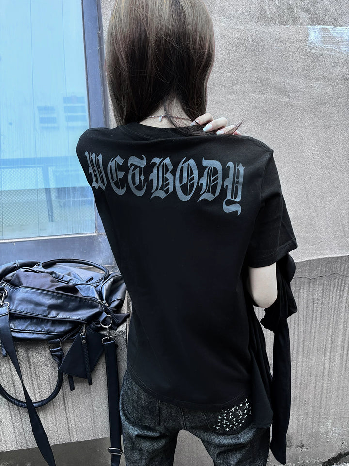 Subculture Black Printed T-shirt, Standard Shoulder Cut 45697:859401