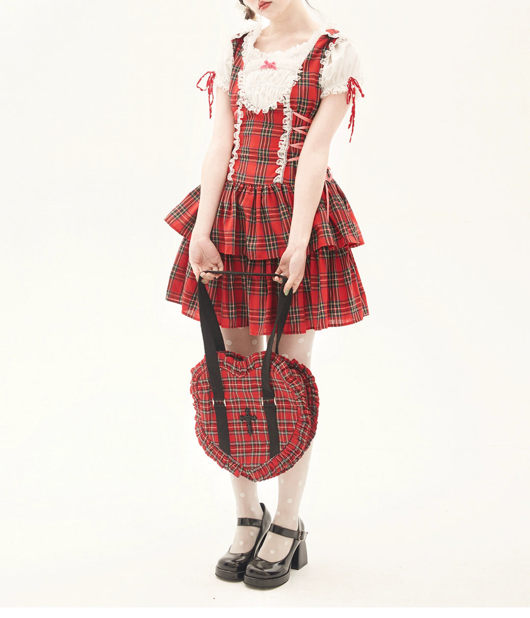 Lolita Dress Retro Red Plaid Dress Cool Girl Dress 36162:543214 36162:543214