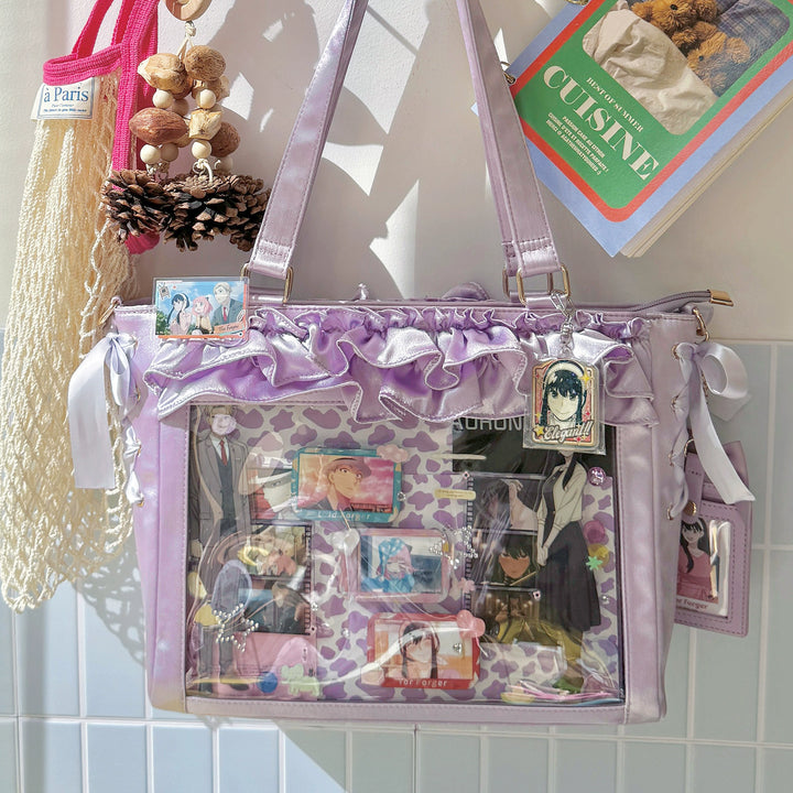 Large Capacity Satin Lolita Itabag Handle/Crossbody Strap (Purple) 43100:765732