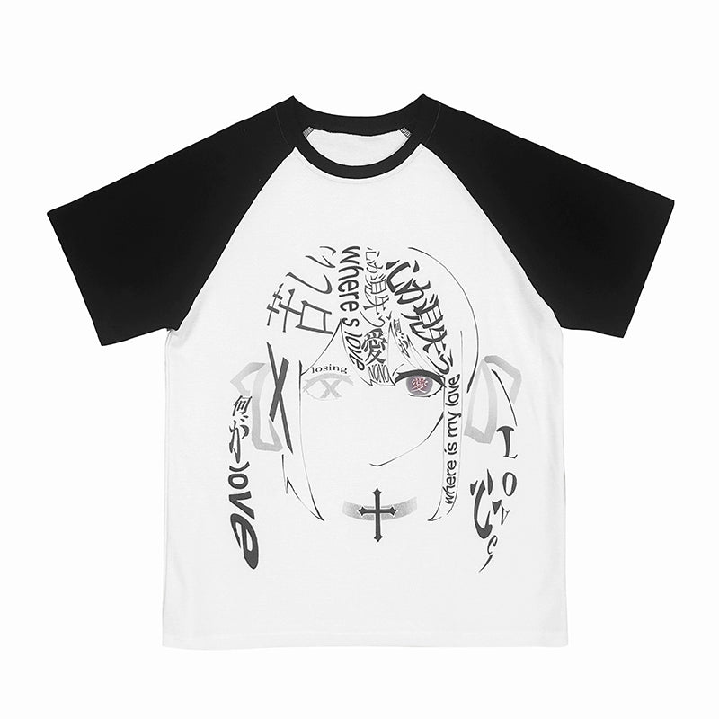 Yami Kawaii T-shirt Insert Half Sleeve Top Cotton Shirt (L M S XL) 37014:546846