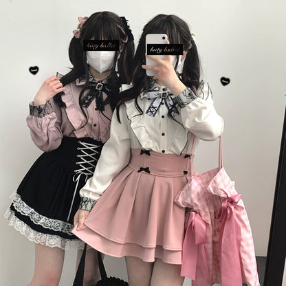 Jirai Kei Skirt Double Layer Puff Skirt with Bow 36770:534678