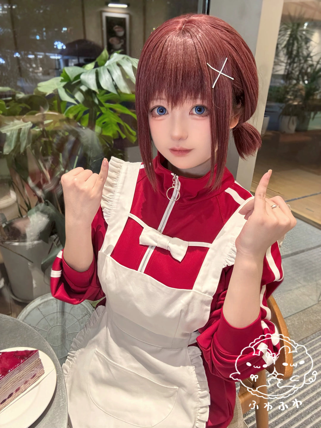 Red Jersey Outfit, Sporty Jacket & Elastic Waist Pants 44860:827126