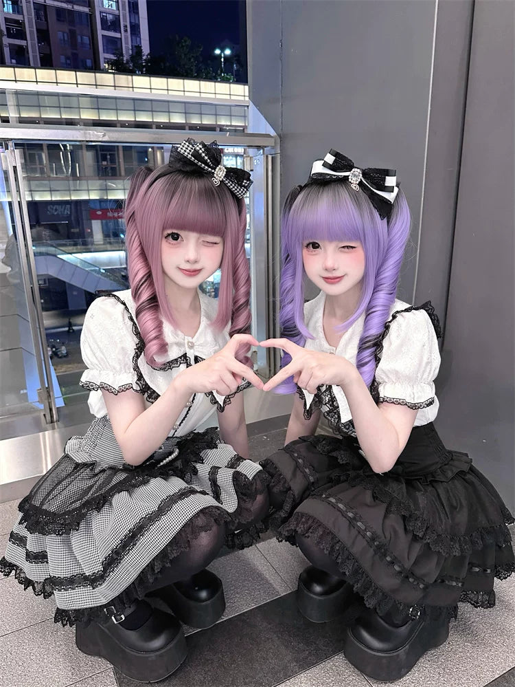 Jirai Kei Sailor Collar Blouse, Cinched Waist Tiered Skirt 45571:855947